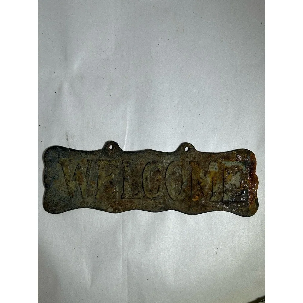 Vintage Cast Iron Welcome Sign Home Farm Decor Kitchen Farmhouse 9